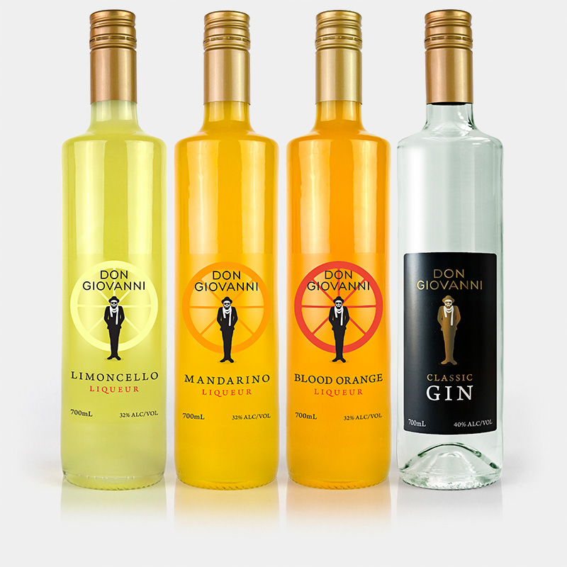 Brochure_Front_Bottle_group_HighRes_2024 Don Giovanni Liqueurs and Classic Gin Bottles