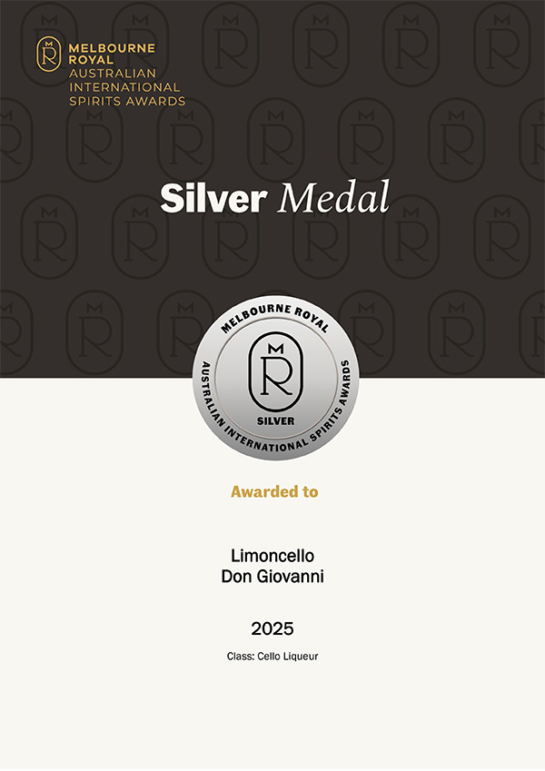 2025 Melbourne Royal Australian International Spirits Awards Medal Certificates-Limoncello