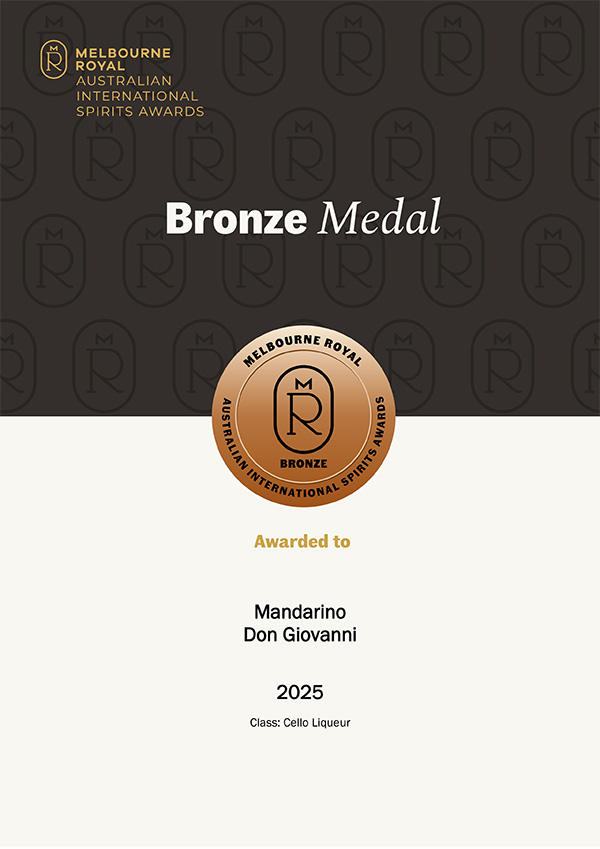 2025 Melbourne Royal Australian International Spirits Awards Medal Certificates-Mandarino